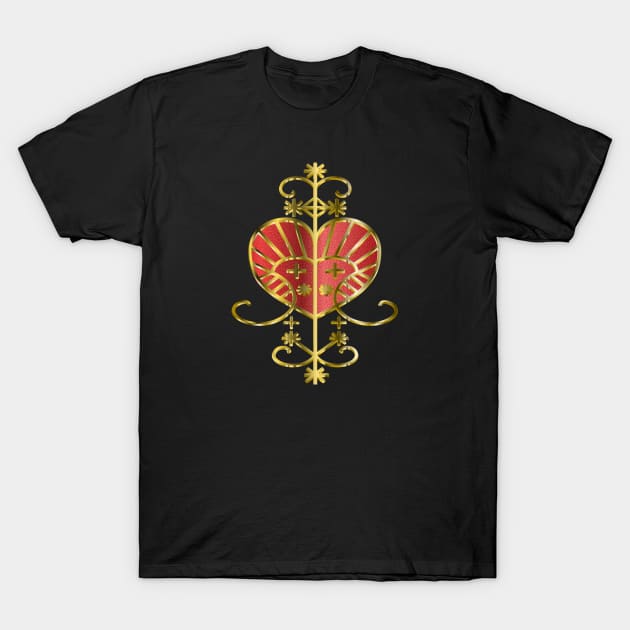 Erzulie Voodoo Veve - Gold Scarlet Fill T-Shirt by geodesyn